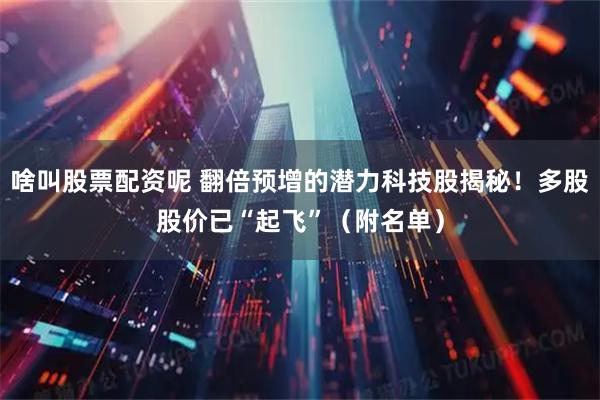 啥叫股票配资呢 翻倍预增的潜力科技股揭秘！多股股价已“起飞”（附名单）